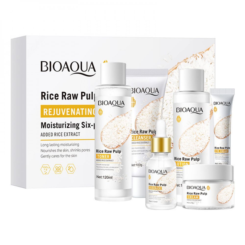 Kit Facial de Arroz Bioaqua – Aclarante, Hidratante y Rejuvenecedor | 🌿 Con Ingredientes Naturales